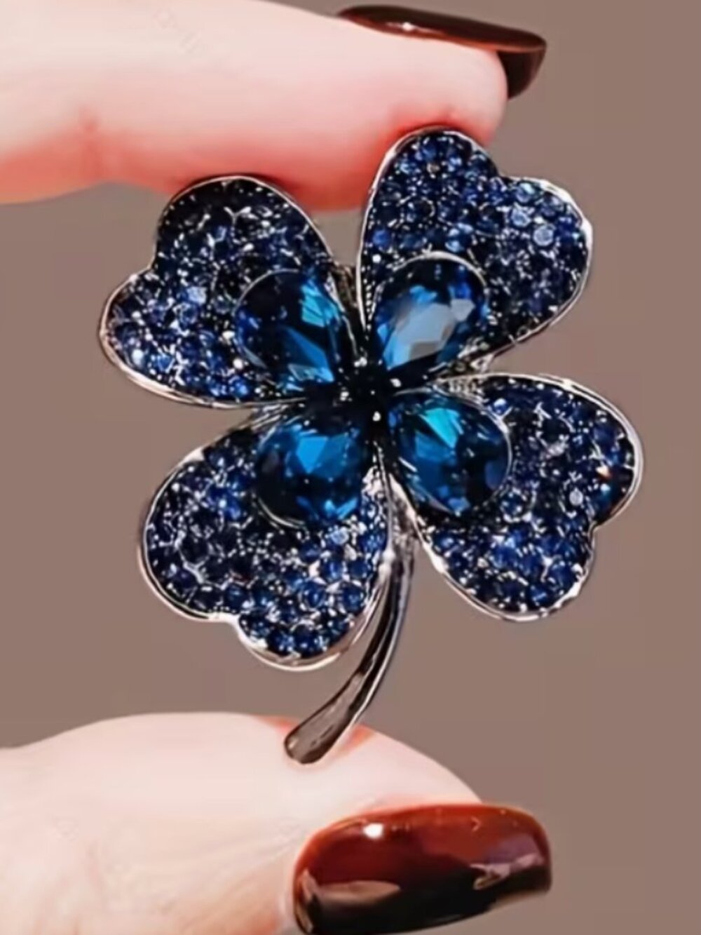 Deep Blue Shamrock Brooch